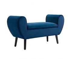 HOMCOM Panca Contenitore Imbottita per Camera da Letto e Ingresso, Panca Fondo Letto in Tessuto Vellutato con Braccioli, 118x42x66cm, Blu