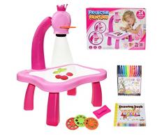 Tavolino bambini,DIRUQSD Traccia e disegna proiettore giocattolo,tavolo multiattivita bambini per bambini tavolo da proiettore,Proiettore per Disegnare Bambini,Educativo Montessori Regali