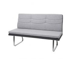 Mendler Panca panchina da Interni HWC-G54 3 posti 180cm Acciaio Inox Tessuto Ecopelle Grigio