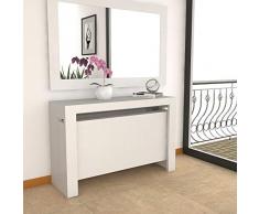 Mercurio XXL VE.CA. TAVOLO CONSOLLE MERCURIO XXL CON PORTA PROLUNGHE ALLUNGABILE DA 40 A 300 CM, IN DIVERSE COLORAZIONI, ARREDO CUCINA, ARREDO CASA colore quercia sherwood (BIANCO FRASSINATO)