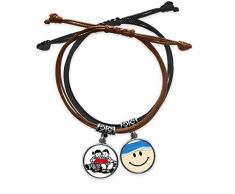 Ragazzo Ragazza Panchina Libro Patriottismo Cina Braccialetto Corda Catena A Mano In Pelle Sorridente Viso Wristband