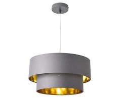 lux.pro Lampada a Sospensione in Stile Moderno E27 60W Lampadario con Paralume Ø 40 cm in Tessuto - Grigio