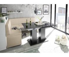 MyStyleWood Panchina angolare Olga con tavolo a colonna, colore nero, con seduta imbottita in ecopelle, facile da pulire, stabile struttura in legno, 128 x 168 L