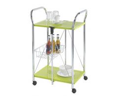 Wenko Carrello Cucina e Portavivande Sunny, Pieghevole, Pannello Fibra di Legno Pressato, Metallo, 44 x 90,5 x 56,5 cm, Verde/Cromo
