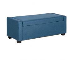 HOMCOM Panca Fondoletto con Vano Contenitore, Cassapanca di Design, Panca Imbottita in Tessuto Blu, 120x50x44cm