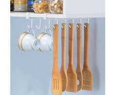 KAIOEYUH 2pezzi Tazze Ganci sotto Armadietto Mug Deposito Ganci Portatazze Mutifunctional Ganci Cucina Utensil Cravatte Cinture Sciarpa Appeso Rack (Bianco)