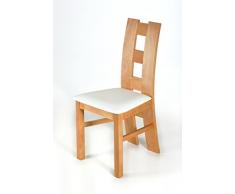 acerto 20061 Sedia Rom per Tavolo da Pranzo in faggio * Legno massello * Legno massello * Oliato * tappezzeria Bianca | Sedia da Cucina per la casa di Campagna Senza braccioli