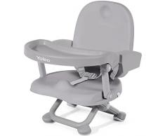 YOLEO Seggiolone Pappa, Portatile Rialzo Sedia Bambini per 6-36 mesi, Seggiolino per Bambini Regolabile con Chiusura Compatta e Vassoio Rimovibile, per uso Interno/Esterno (Grigio senza Cuscino)