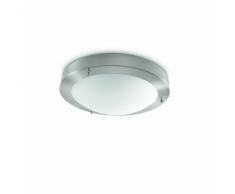 Philips Lighting Salts Lampada Bagno Soffitto, Metallo Satinato con Vetro, Diametro 31 cm, IP44, Lampadina Risparmio Energetico Inclusa