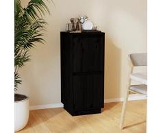 WIFESE Credenze Nero 31,5x34x75 cm in Legno Massello di Pino Armadietti Salvaspazio Mobiletto Multiuso Mobile Soggiorno Mobile Cucina Mobiletto Cucina Credenza Cucina Mobili Soggiorno