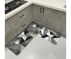 LLTTEER Tappeti da cucina Tappetini da cucina antiscivolo 2 pezzi, zerbino tappeto geometrico, assorbono acqua e olio tappetini da cucina set tappetino zerbino (40 x 60cm+40 x 120 cm, Geometrico 1)