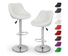 TRESKO® Set di 2 Sgabelli-Bar Moderni, Sedia Bar, Sgabello Lounge con Schienale, 10 Colori Diversi, Cromato, Rotazione Libera a 360 °, la Regolazione in Altezza dei sedili 60,0-80,0 cm (2X Beige)