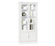 Mar.c.a. Design - Vetrina Soggiorno Elegante in Legno di Pioppo, Cristalliera Color Bianco Opaco, 2 Vani Inferiori e 2 Sportelli Superiori, Mobile Soggiorno Arte Povera Made in Italy - Mis. 90x41x186h