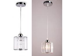 Mini Lampadari a Sospensione in Cristallo Lampadari Illuminazione a Soffitto da Incasso Apparecchio di Illuminazione per Sala da Pranzo Camera da Letto Isola Cucina Armadio Corridoio,E26,Argento