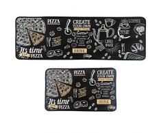 Leebei Tappeti da Cucina Lavabili Antiscivolo,Zerbini Cucina Camera da Letto Bagno Moquette Tessuto Anti-Fatica Mat Assorbente in Poliestere (Coffee, 15.7 × 23.6 Pollici + 15.7 × 47.2 Pollici)