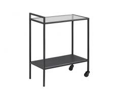 AC Design Furniture Jörn Carrello di Servizio, H: 75 x l: 60 x 30 cm, Nero, Vetro/Metallo, 1 pz.