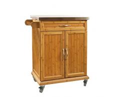 SoBuy Mobiletto cucina salvaspazio Carrello cucina con cassetti Credenza soggiorno moderno con ruote Mobile dispensa Penisola cucina L66*P46*A91 cm (FKW13-N)