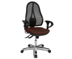 Topstar, OP290UG08, Sedia ergonomica da ufficio Syncro Open Point SY Deluxe, girevole, con braccioli regolabili in altezza e rivestimento in tessuto, Marrone (dunkelbraun)