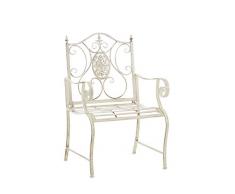 CLP Sedia Giardino Punjab in Ferro Laccato I Sedia Nostalgica Alto Schienale I Sedia Stile Rustico Esterno, Colore:Antico-Crema