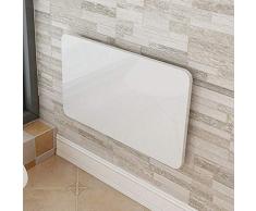 HOMRanger Tavolo Pieghevole, Tavolo antigoccia da Parete, Tavolo, Tavolo per Computer, salvaspazio, Pieghevole, trasformabile, Bianco, Tavolo Mobile in Legno, Legno