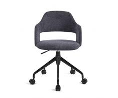 Youhauchair Sedia Scrivania Cameretta, Lino Sedia Ufficio Ergonomica con Altezza Regolabile, Poltrona Ufficio Sedia Girevole Scrivania Bambina Moderna, Sedia Trucco, Sedia Camera da Letto