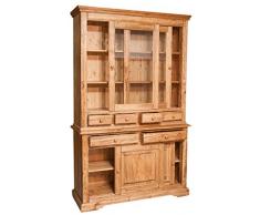 Biscottini Credenza Country in Legno massello di Tiglio Finitura Naturale 142x50x225 cm
