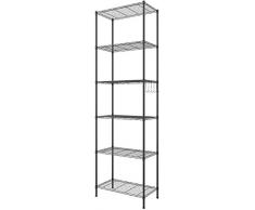 Himimi - Scaffale da Cucina, in Metallo, con Ganci Laterali, Cromato, 54 x 29 x 160 cm,Nero