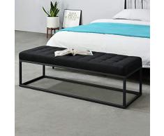 Panca per Interni con Rivestimento in Tessuto 120 x 40 x 38 cm Ottomana Imbottita per Camera da Letto/Corridoio/Ingresso/Bar Panchina per 2 Persone - Nero