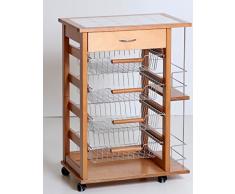 LIBEROSHOPPING.eu - LA TUA CASA IN UN CLICK Carrello da Cucina Porta Frutta con cassetto e portabottiglia (Rovere)