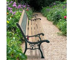 vidaXL Panchina in Ghisa e Legno PVC con Schienale a Rombi Panca da Giardino