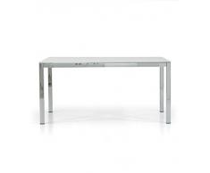 Spazio Casa Tavolo Rettangolare allungabile con Piano in Vetro temperato - 140 x 90, Acciaio Cromato