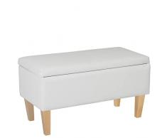 Cassapanca Contenitore, Panca Imbottita CARDUCCI NAT 81x42cm – bianca Ecopelle, Pouf, Poggiapiedi, trapuntato puff, Seduta 2 Posti per Salotto, Corridoio, Camera da letto, Max Portata di 300 kg