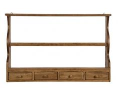 Biscottini Piattaia in legno da parete 107x18x68 cm Made in Italy | Piattaia shabby in legno massello | Piattaia shabby chic da parete