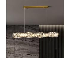 YHQKJ Lampadario di lusso, lampada da soffitto a sospensione a LED per soggiorno, luce di vetro lineare, lampadario in vetro rettangolare moderno per cucina/oro/100 x 12 cm (39 x 5 pollici)