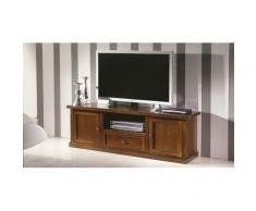 Mar.c.a. Design - Mobile Porta TV da Terra Color Noce Scuro in Legno di Pioppo con Sportelli Laterali, Anta e Cassetto Centrale - Mobile Soggiorno Shabby Chic, Arte Povera