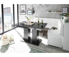 MyStyleWood Olga - Panchina angolare bianca con tavolo colonnare, seduta spessa e imbottita, in ecopelle, facile da pulire, struttura in legno stabile, 168 x 128R