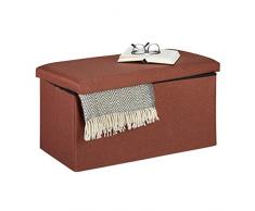 Relaxdays Panca con Contenitore, Effetto finta pelle, Imbottita, Corridoio, Camera da Letto, 38x76,5x38,5 cm, Marrone, 1 pz