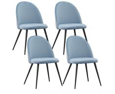 Albatros sedie da sala da pranzo CAPO con copertura in velluto, set di 4, blu - design vintage, elegante, copertura in velluto, sedia imbottita approvata SGS - sedia da cucina moderna