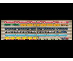 Alsino 2E15ALR Vetrina espositiva | 250 cm x 58 cm x 10,5 cm | in legno di betulla non trattato | 6 ripiani | 4 ante plexiglass scorrevoli | Con Guide | Scala H0 e N