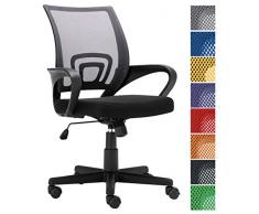 CLP Sedia Ufficio Genius in Rete Traspirante I Sedia Studio Pc Ergonomica Girevole Regolabile Imbottita con Braccioli E Ruote, Colore:Grigio