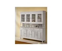 Estea Mobili - CREDENZA LEGNO 4 VANI BASE+VETRINA-CRISTALLIERA NAPOLETANA LACCATO BIANCO O AVOR - 441 - come foto