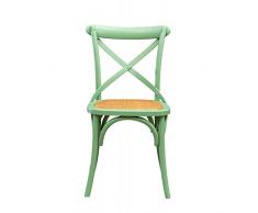 Biscottini Sedia Thonet 86x50x45cm | Sedie cucina legno di frassino | Sedie sala da pranzo legno finitura verde | Sedia cucina seduta Rattan