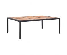 vidaXL Tavolo da Giardino Tavola da Esterni Tavolino per Patio Arredo da Giardino Mobili da Esterni Nero 200x150x74 cm Polyrattan e Acacia