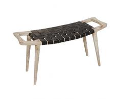 BigBuy Home - Panchina in legno di Mindi pelle, 100 x 35 x 45 cm, collezione Lets Deco by Craftenwood, taglia unica