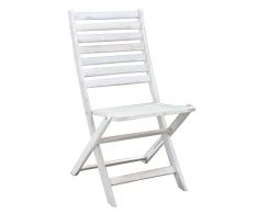 Briconess.com Sedia Pieghevole salvaspazio da Interno Esterno in Legno di Acacia Massiccio Bianco Effetto Shabby Chic Sereny