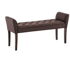 Chaise Longue Cleopatra in Tessuto Chesterfield Imbottita I Panca Fondo Letto Panchina Interno Gambe in Legno 130x40 CM, H 65 CM, Colore:Marrone, Colore della Cornice:Antico Scuro