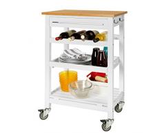 SoBuy® Carrello da cucina, Carrello di servizio, Legno e Bambù, FKW16-WN, (L58*L40*A90cm).IT
