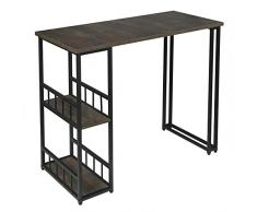 WOLTU BT25srs Tavolo da Bar Alto con Mensole Bancone da Casa in Metallo e Legno Ruggine+Nero 120x50x105 cm
