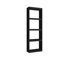 Skraut Home - Libreria Totem a 5 livelli - Mensola in melamina - Armadio portaoggetti - Stile moderno - per soggiorno - Sala da pranzo - Ufficio - Nero 181 x 60 x 25 cm