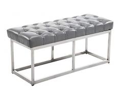 CLP Panca Design Chesterfield Amun in Acciaio Inox I Panchina Imbottita Trapuntata in Similpelle I Panca Ingresso Corridoio, Colore:Grigio, Dimensione:100 cm